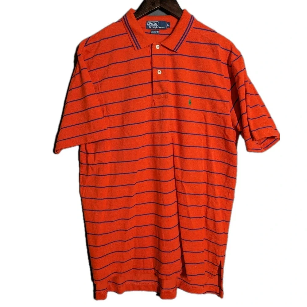 Polo Ralph Lauren Red Striped Polo Shirt Men's L Green Pony Ivy 90's -‎ Y2K VTG